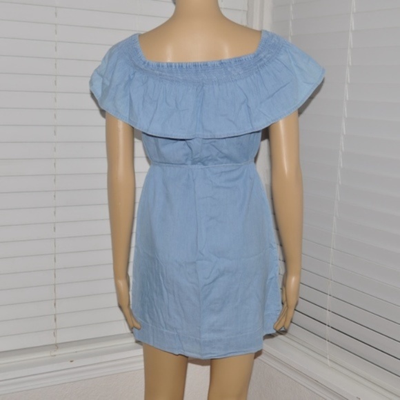 243 NWT ANN TAYLOR LOFT Chambray Off-Shoulder Dress - Picture 5 of 7